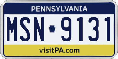 PA license plate MSN9131