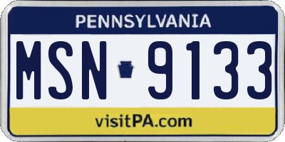 PA license plate MSN9133