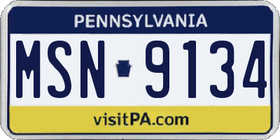 PA license plate MSN9134