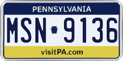 PA license plate MSN9136