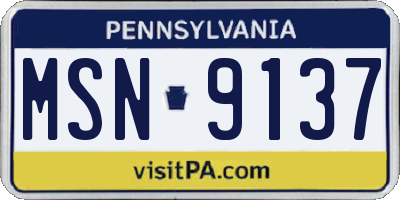 PA license plate MSN9137