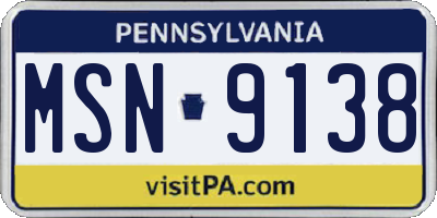 PA license plate MSN9138