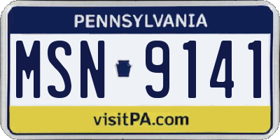 PA license plate MSN9141