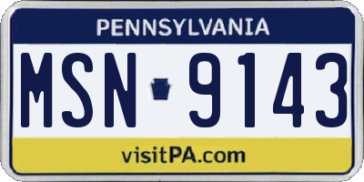 PA license plate MSN9143