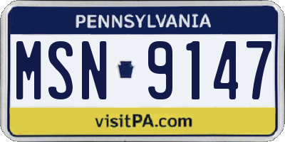 PA license plate MSN9147