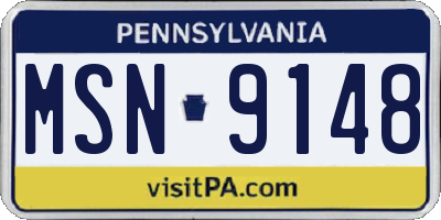 PA license plate MSN9148