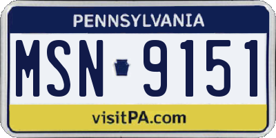 PA license plate MSN9151