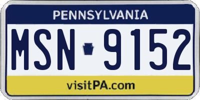 PA license plate MSN9152