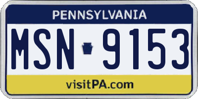 PA license plate MSN9153