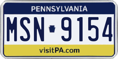 PA license plate MSN9154