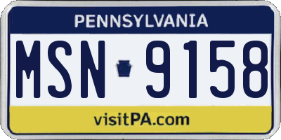 PA license plate MSN9158