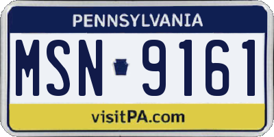 PA license plate MSN9161