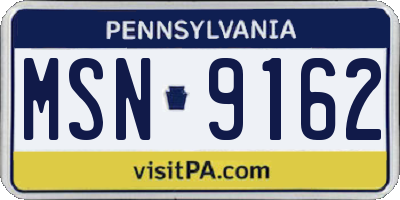 PA license plate MSN9162
