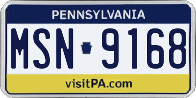 PA license plate MSN9168
