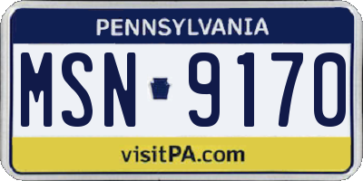 PA license plate MSN9170