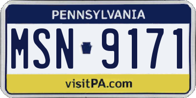 PA license plate MSN9171