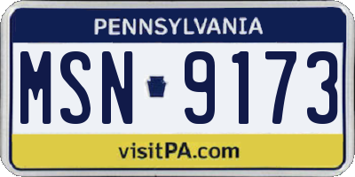 PA license plate MSN9173