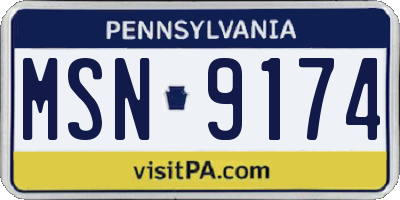 PA license plate MSN9174