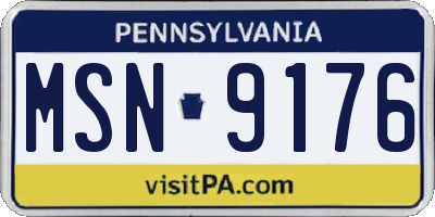 PA license plate MSN9176