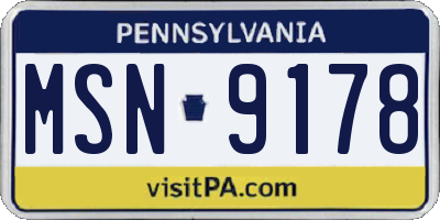 PA license plate MSN9178