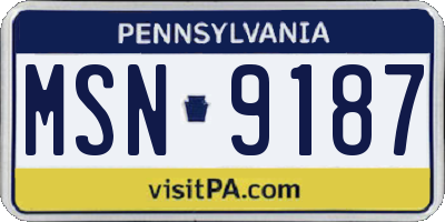 PA license plate MSN9187
