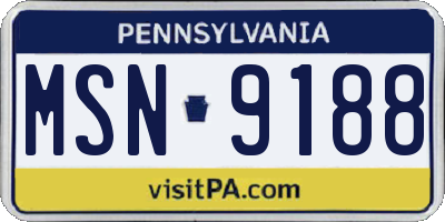PA license plate MSN9188
