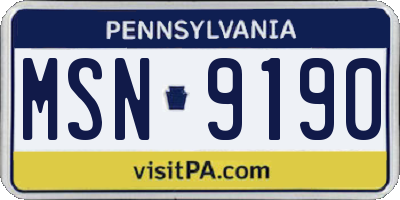 PA license plate MSN9190