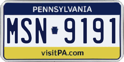 PA license plate MSN9191