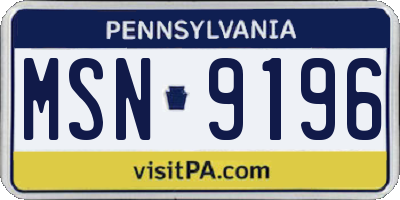 PA license plate MSN9196