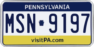 PA license plate MSN9197