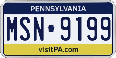 PA license plate MSN9199