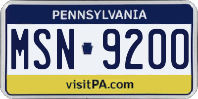 PA license plate MSN9200
