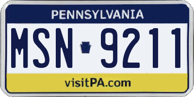PA license plate MSN9211