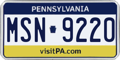 PA license plate MSN9220