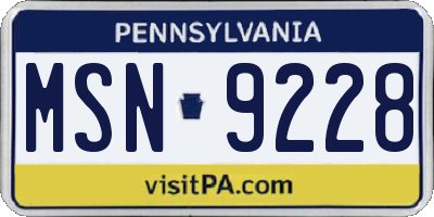 PA license plate MSN9228