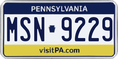 PA license plate MSN9229