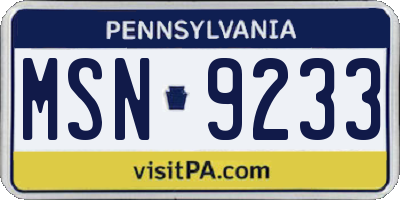 PA license plate MSN9233