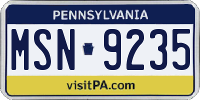 PA license plate MSN9235