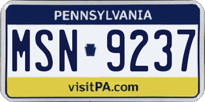 PA license plate MSN9237