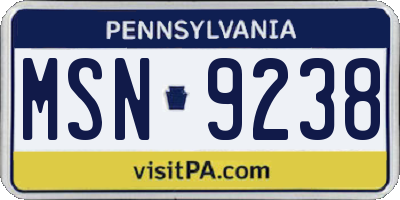 PA license plate MSN9238