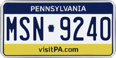 PA license plate MSN9240