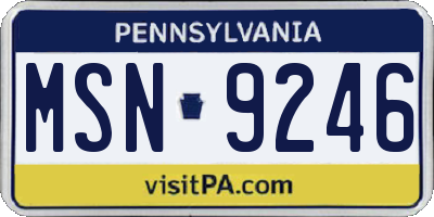 PA license plate MSN9246