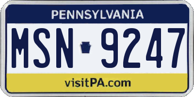 PA license plate MSN9247