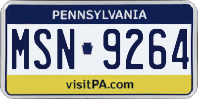 PA license plate MSN9264