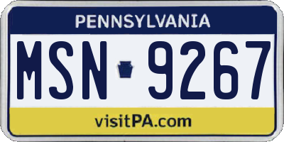 PA license plate MSN9267