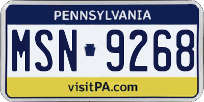 PA license plate MSN9268