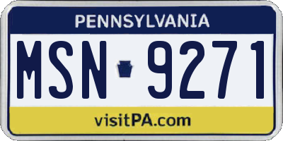PA license plate MSN9271
