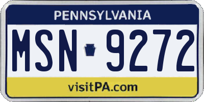 PA license plate MSN9272