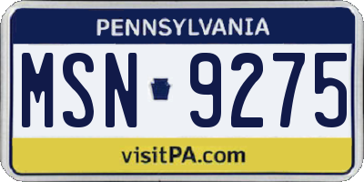 PA license plate MSN9275