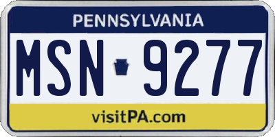 PA license plate MSN9277